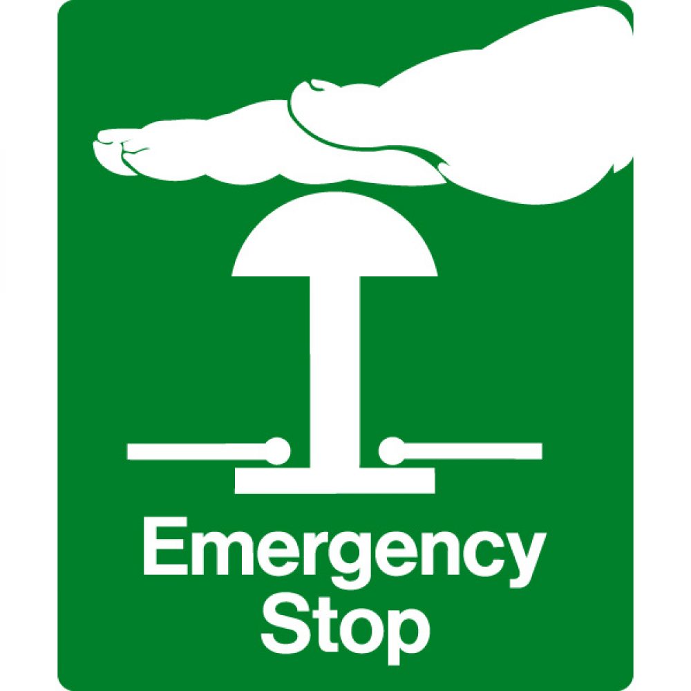 Emergency stop знак. Emergency stop sign.